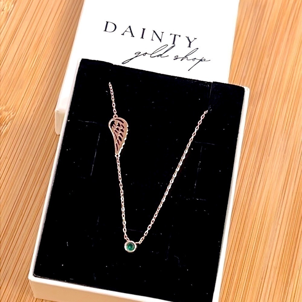 Brand New Rose Gold Plated Sterling Silver Memorial Guardian Angel Wing Necklace